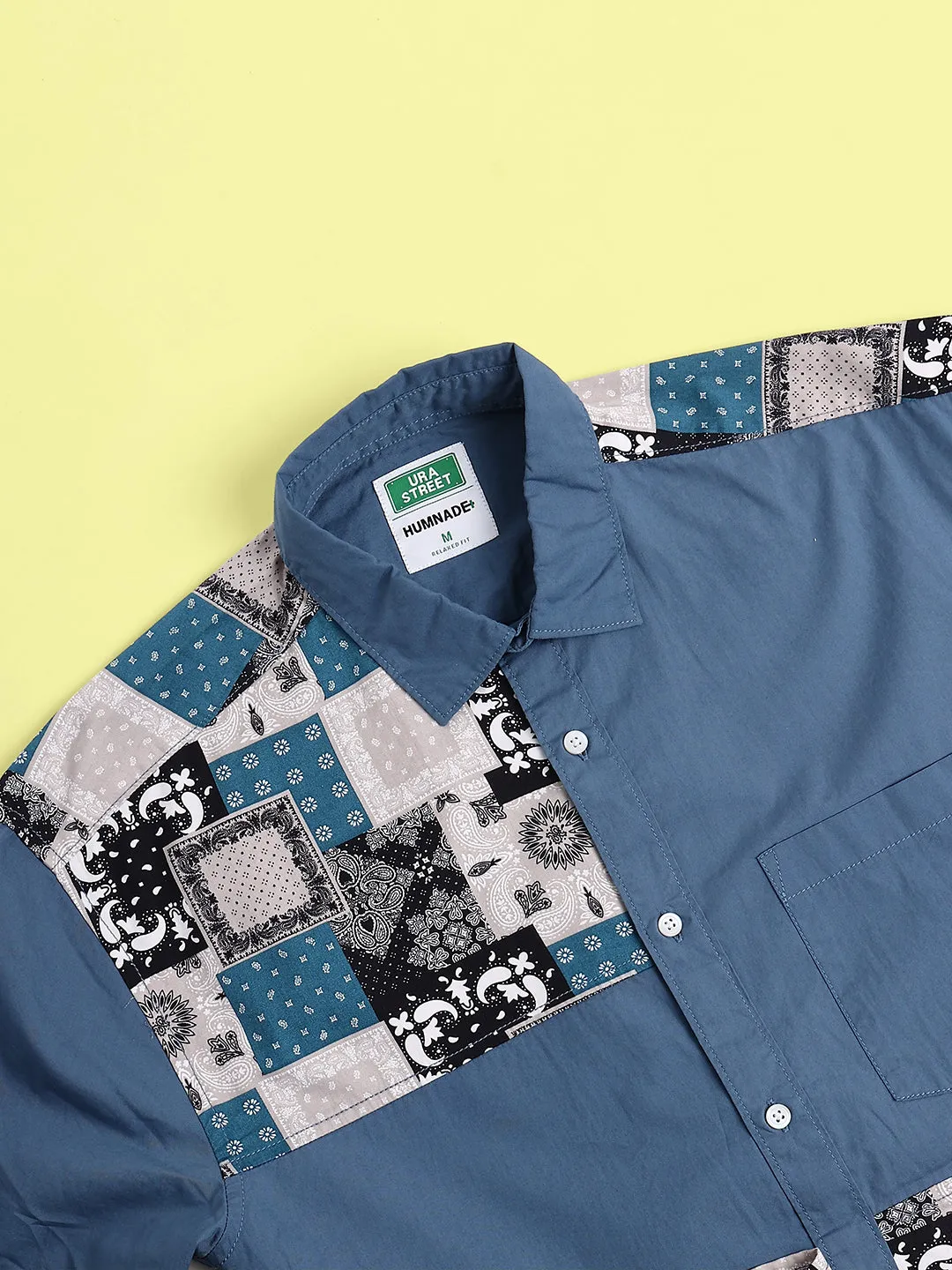 Men Stylish Blue and White Print Relax Fit Casual Shirt