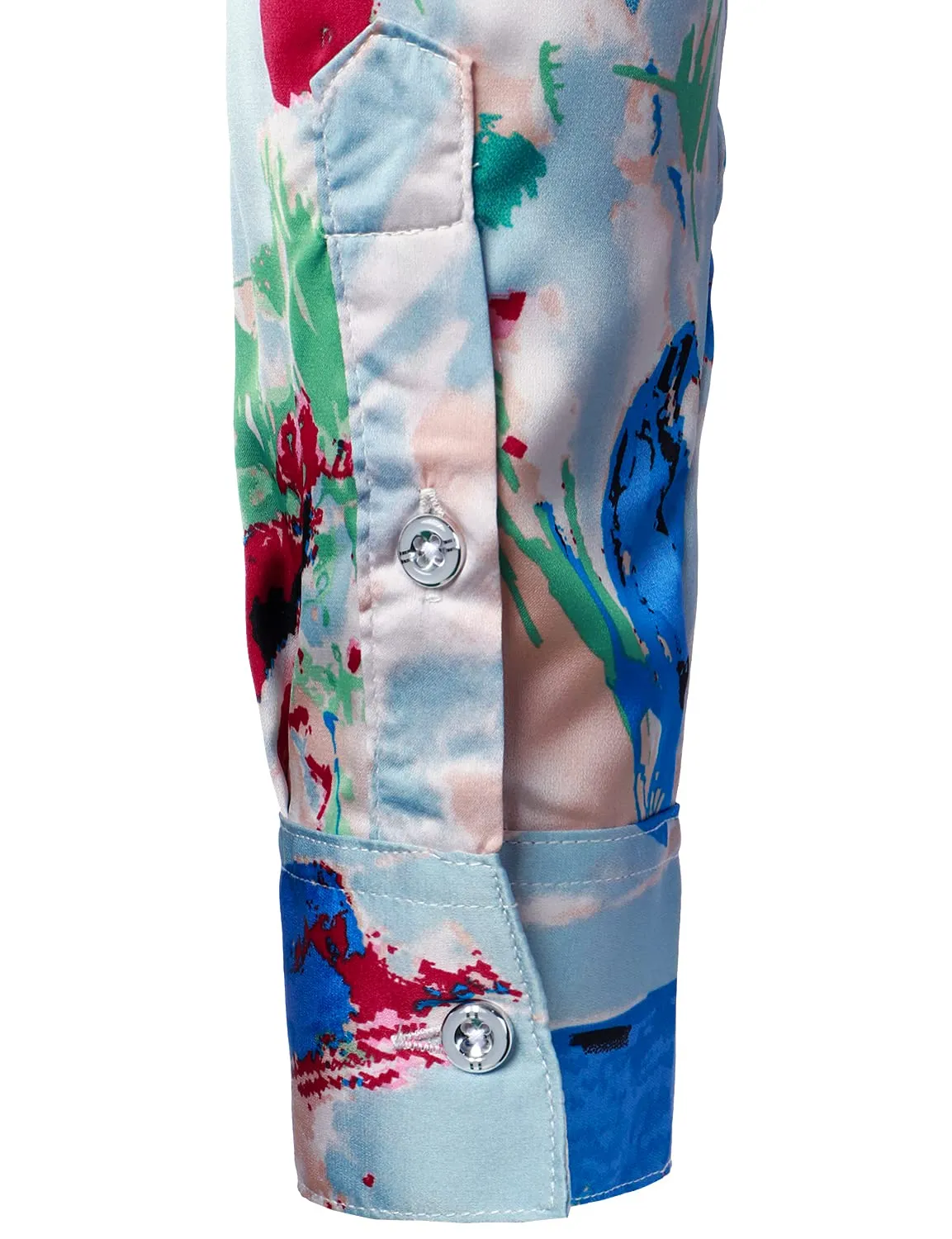 Men's Abstract Print Button Up Long Sleeve Shirt