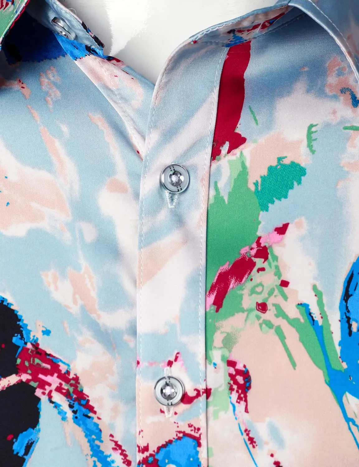 Men's Abstract Print Button Up Long Sleeve Shirt