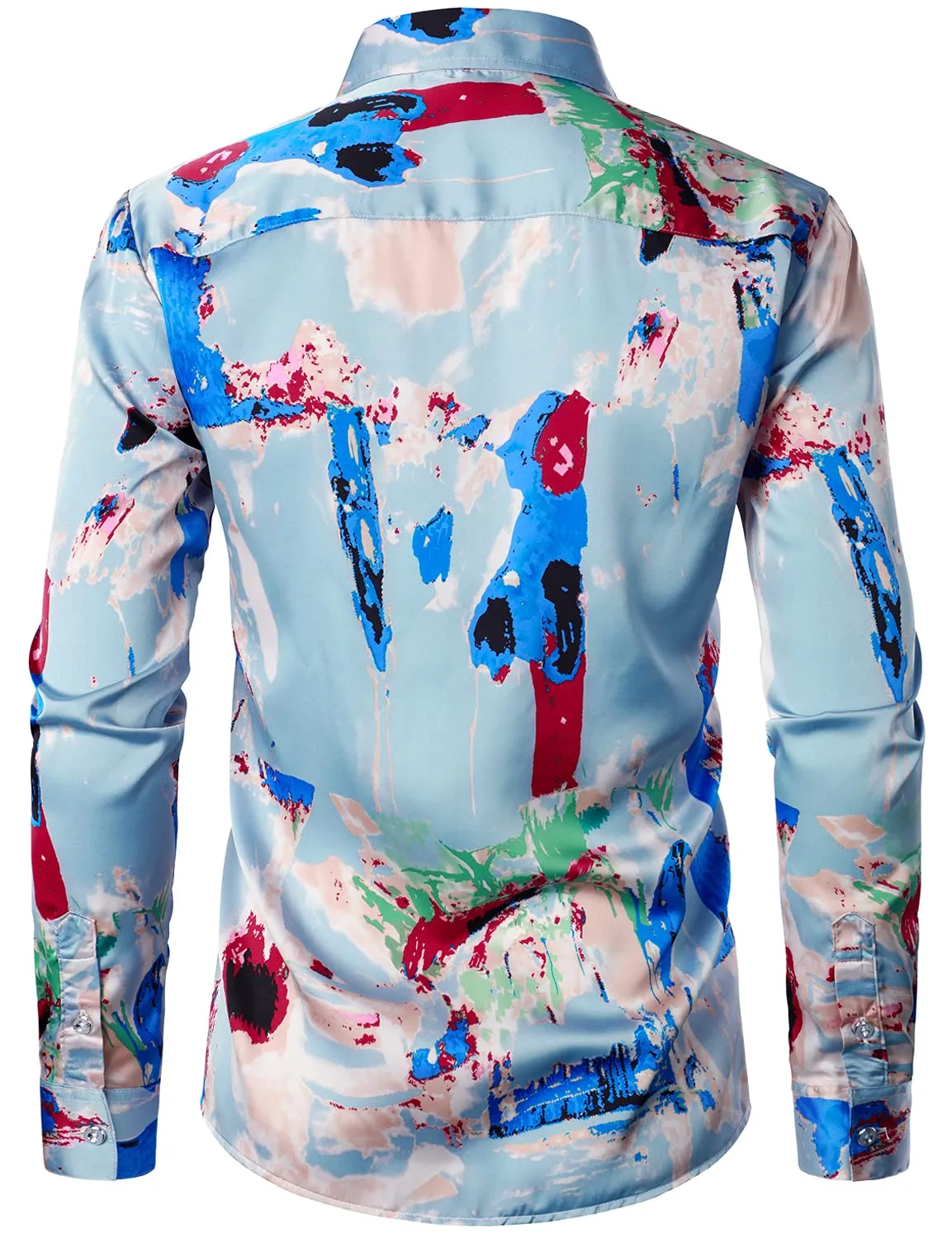 Men's Abstract Print Button Up Long Sleeve Shirt