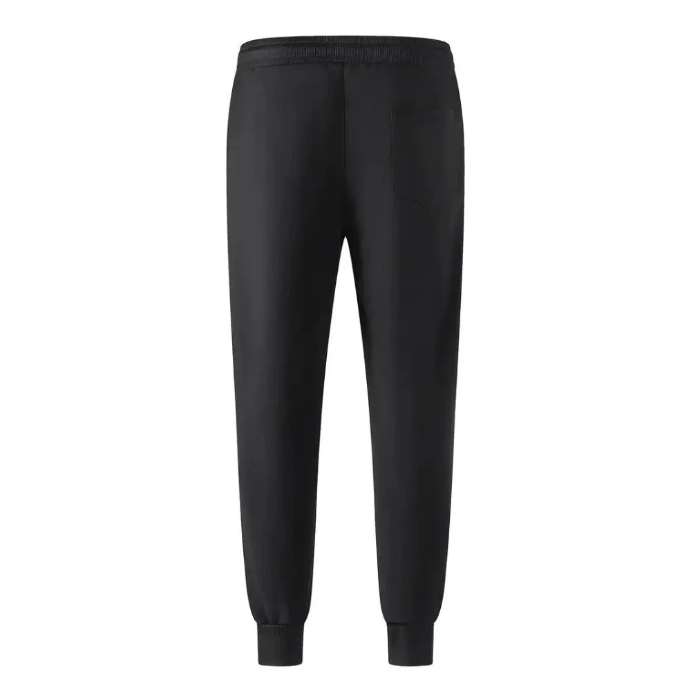 Men's Black Tapered Joggers - Slim-Fit Elastic Waist with Zips