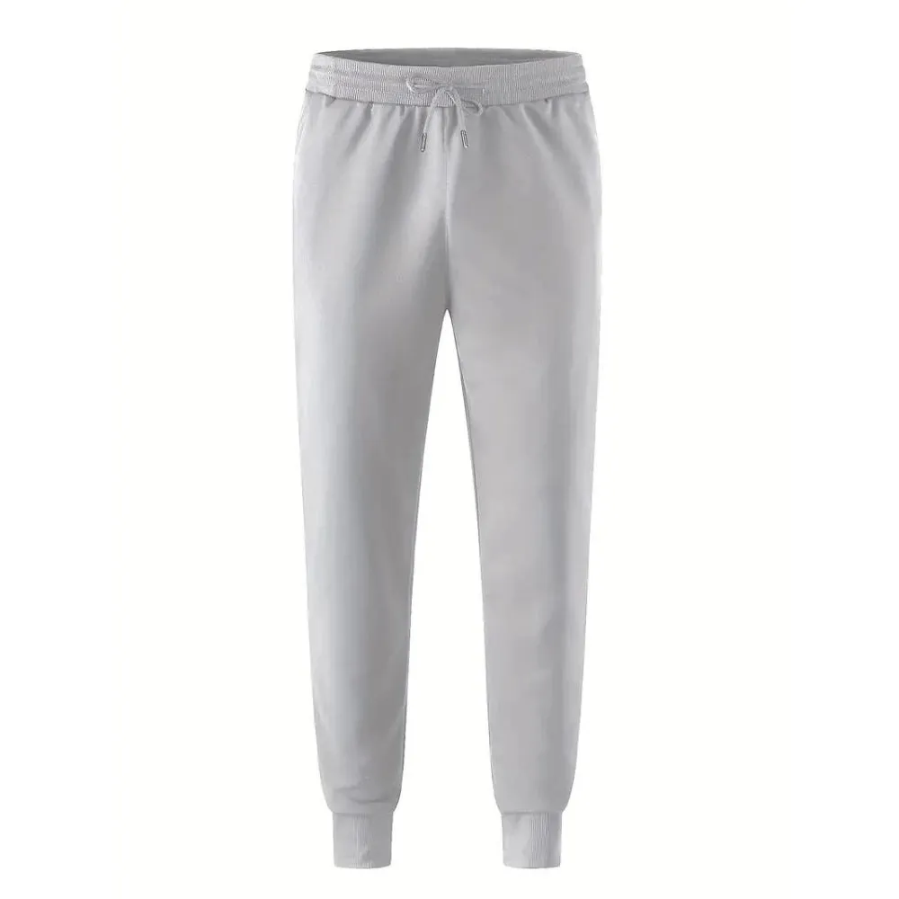 Men's Black Tapered Joggers - Slim-Fit Elastic Waist with Zips