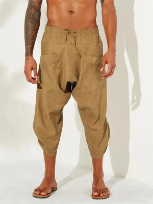 Men's Calf Length Linen Harem Pants