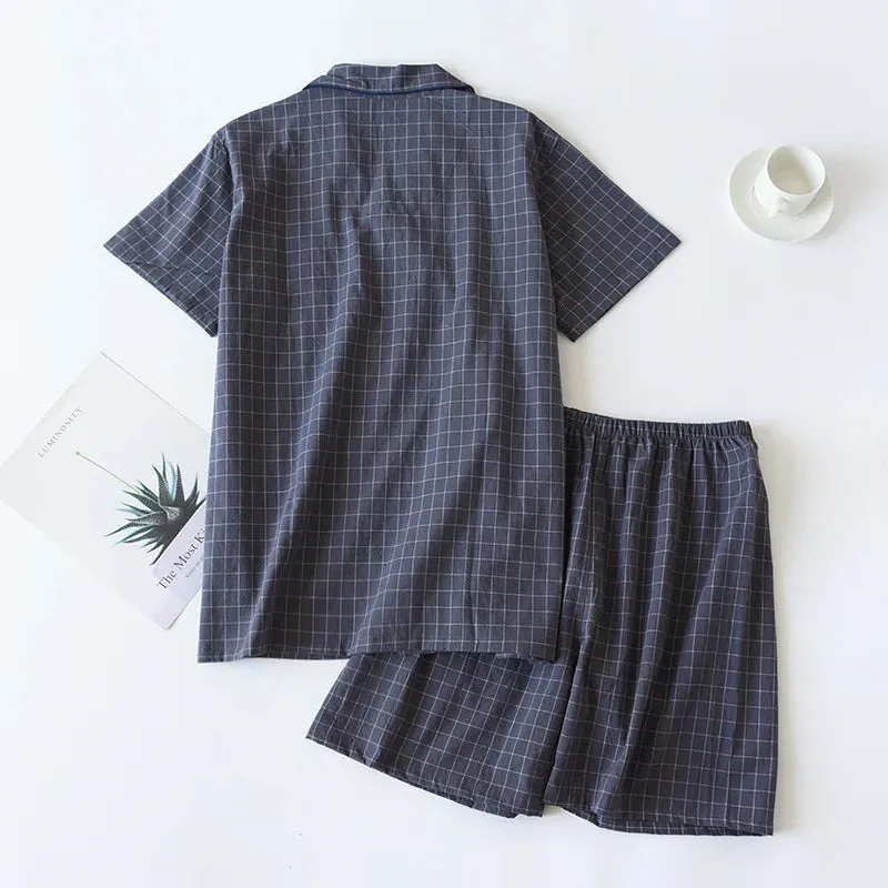 Men's Checkered Cotton Pajama Set