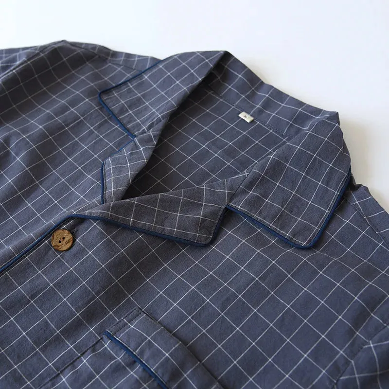 Men's Checkered Cotton Pajama Set