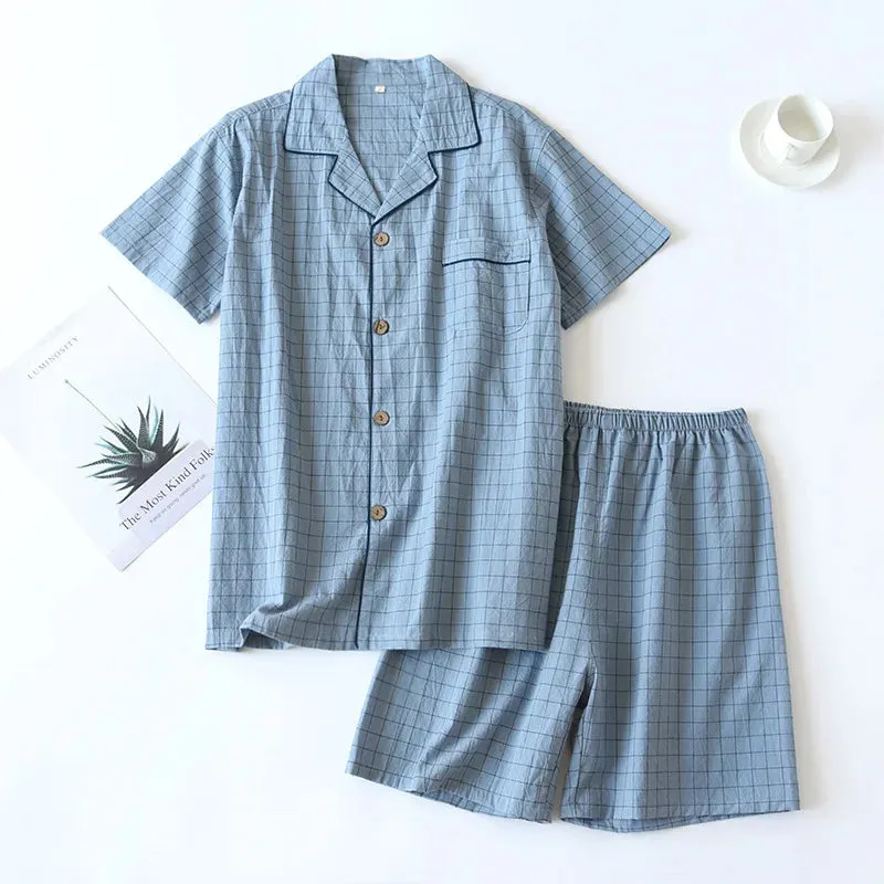 Men's Checkered Cotton Pajama Set