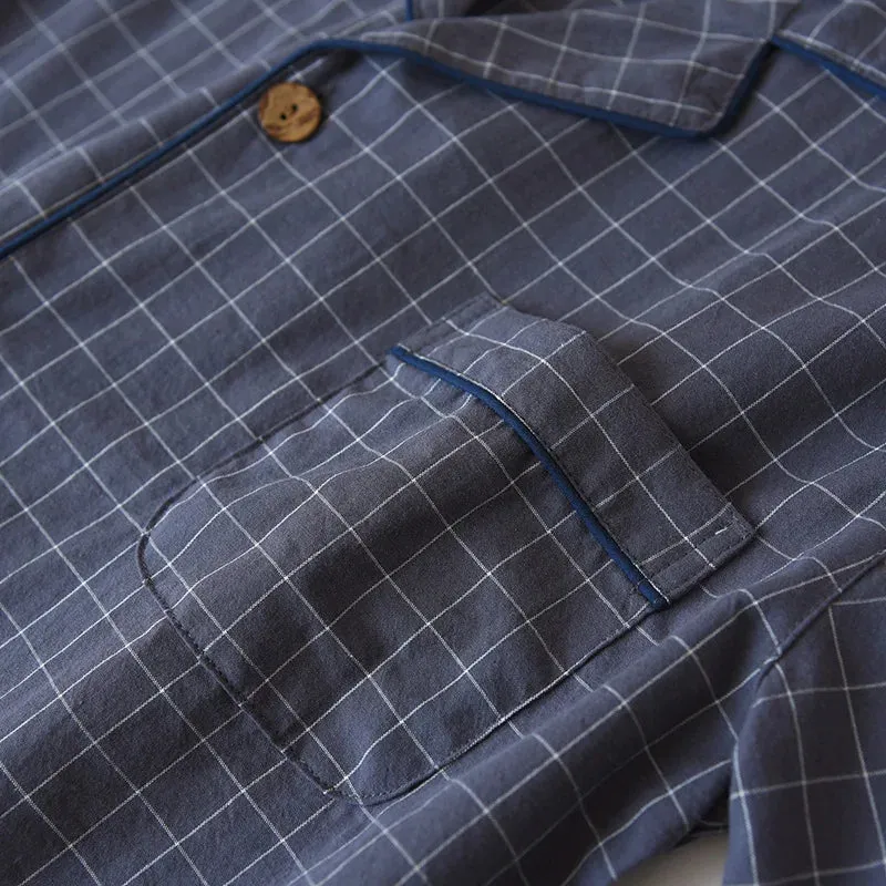 Men's Checkered Cotton Pajama Set