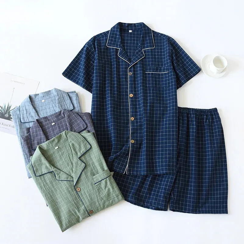 Men's Checkered Cotton Pajama Set
