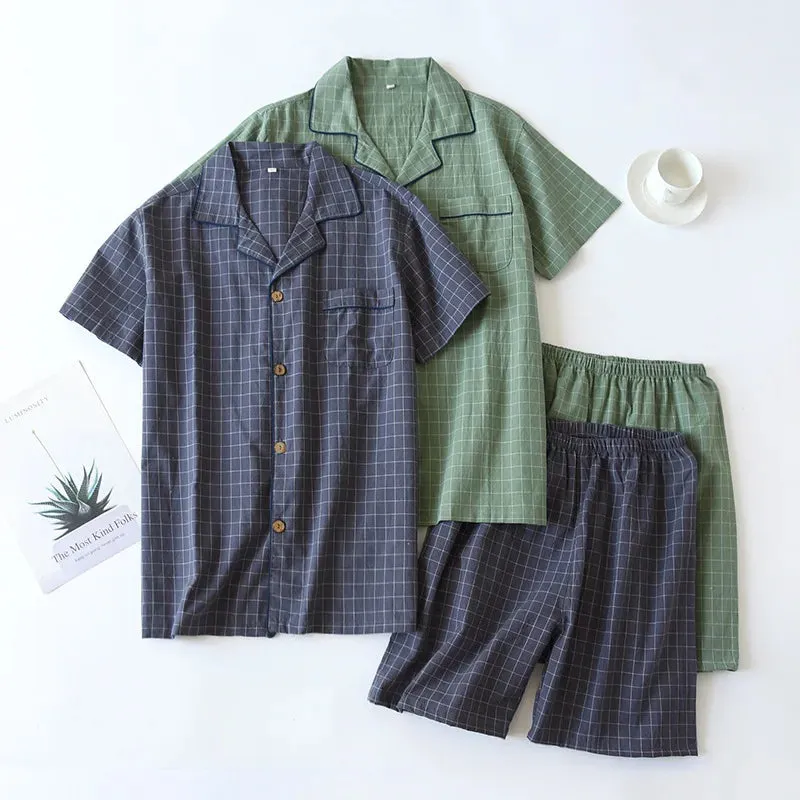 Men's Checkered Cotton Pajama Set