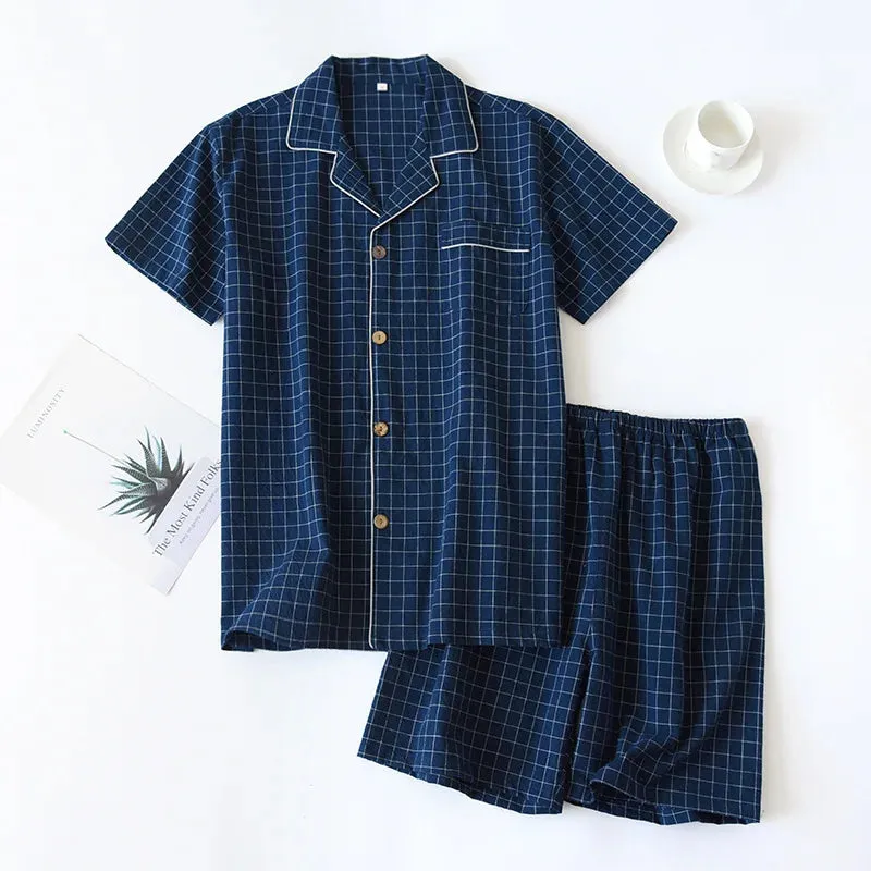 Men's Checkered Cotton Pajama Set