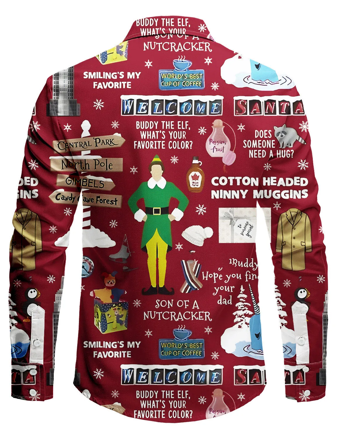 Men's Christmas Vacation Holiday Print Long Sleeve Button Shirt
