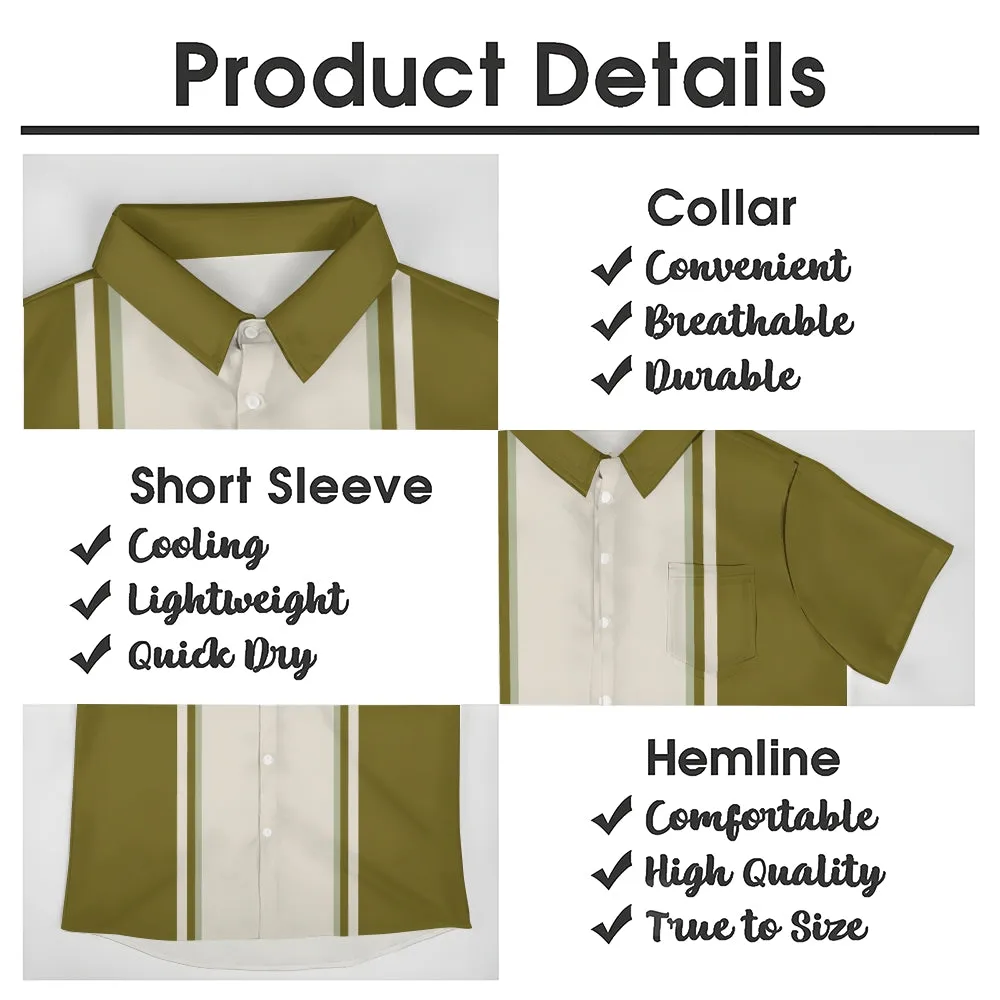 Men's Color Paneled Chest Pocket Bowling Shirt