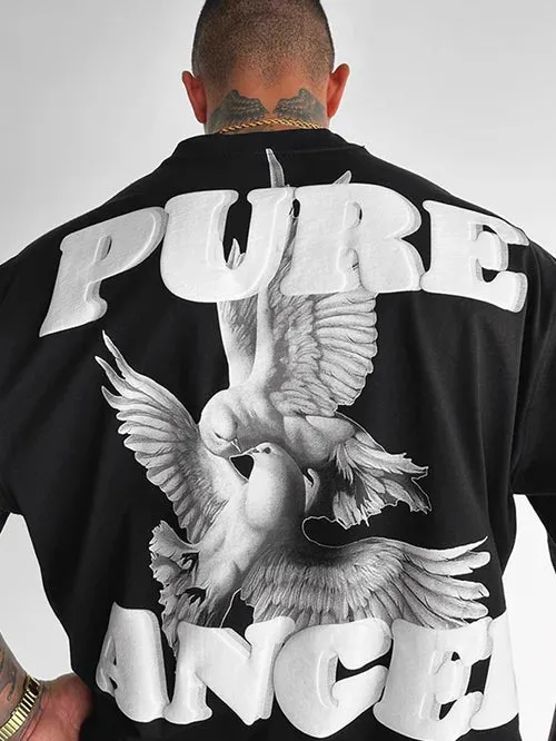 Men's Fashion Oversized Parrot Wings Print Short Sleeve T-Shirt