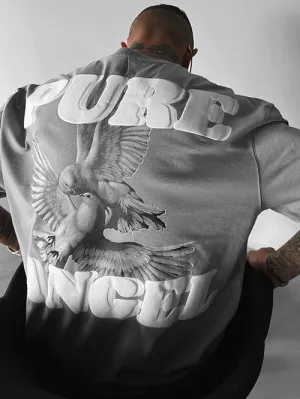 Men's Fashion Oversized Parrot Wings Print Short Sleeve T-Shirt