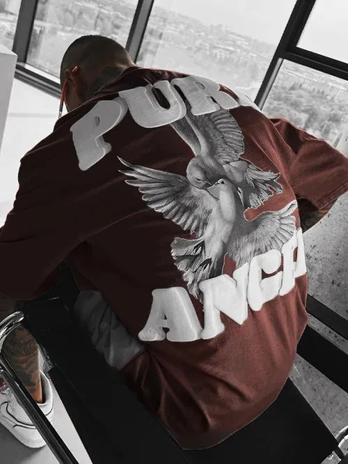 Men's Fashion Oversized Parrot Wings Print Short Sleeve T-Shirt