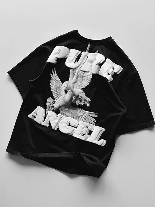 Men's Fashion Oversized Parrot Wings Print Short Sleeve T-Shirt