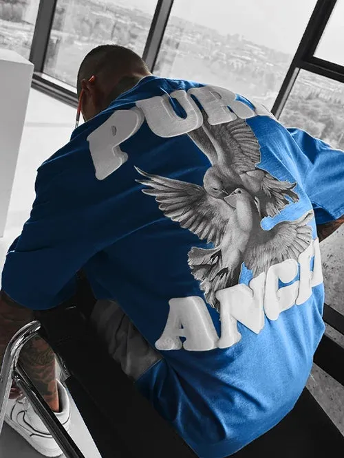 Men's Fashion Oversized Parrot Wings Print Short Sleeve T-Shirt