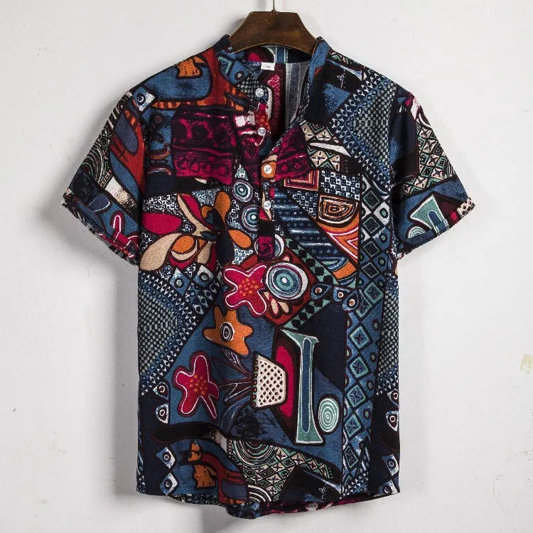 Men's Floral Linen Shirt