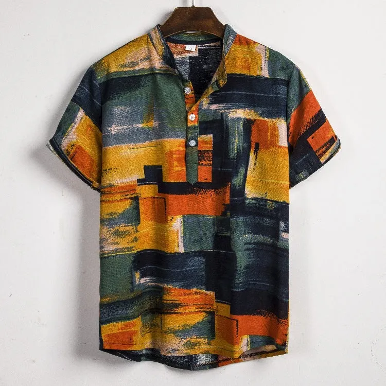 Men's Floral Linen Shirt