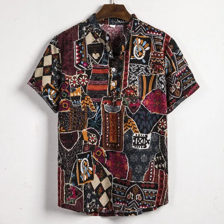Men's Floral Linen Shirt