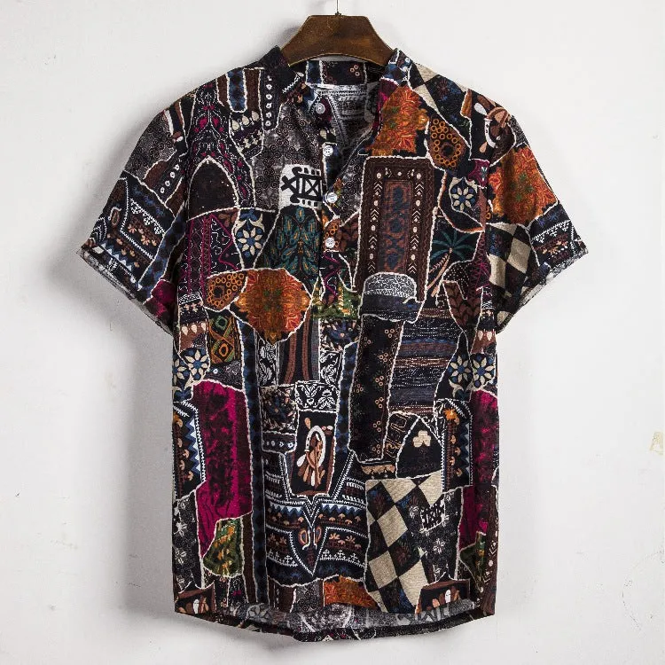 Men's Floral Linen Shirt