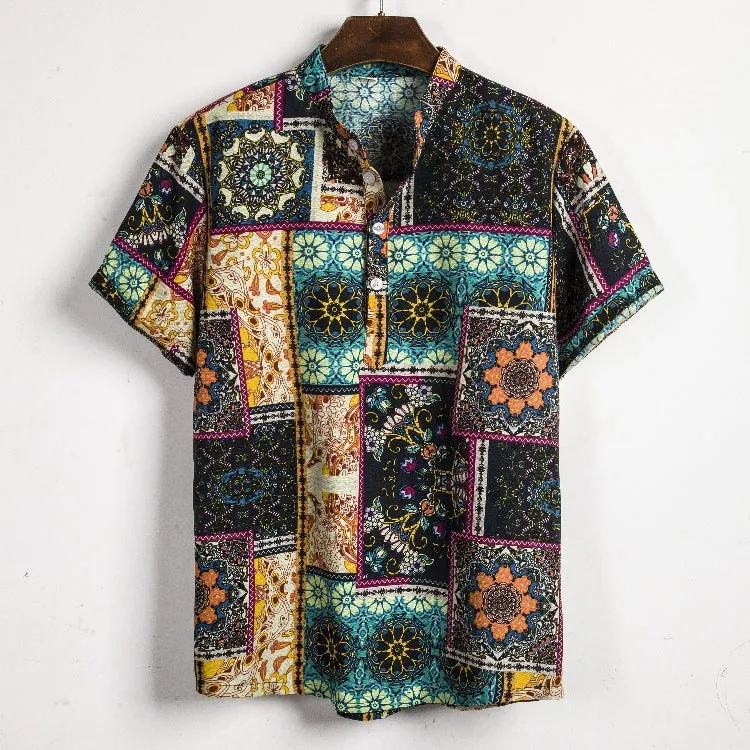 Men's Floral Linen Shirt