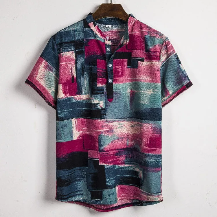 Men's Floral Linen Shirt
