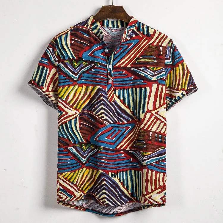 Men's Floral Linen Shirt