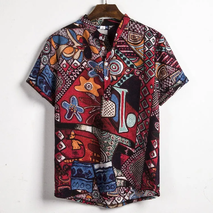Men's Floral Linen Shirt