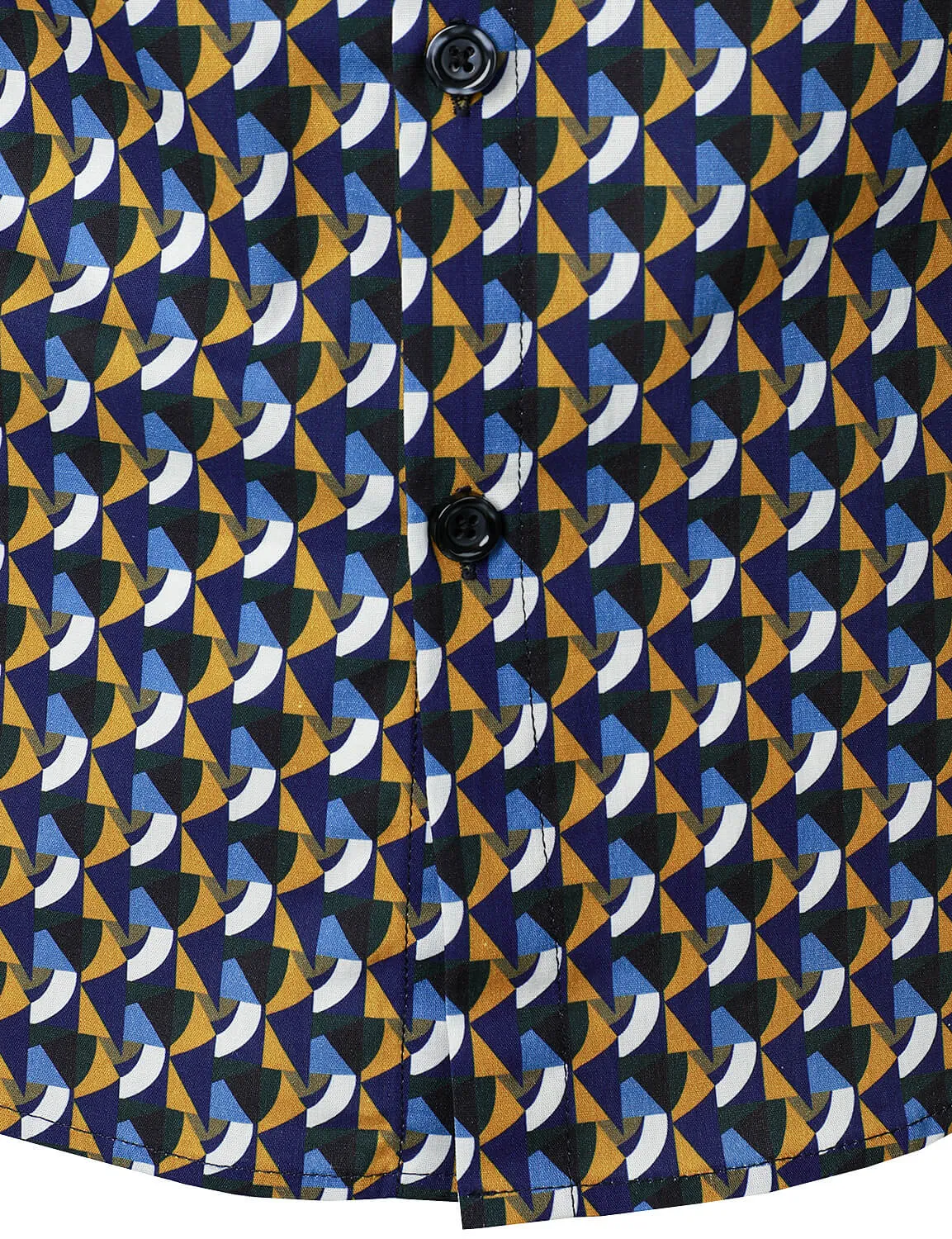 Men's Geometric Print Casual Cotton Button Long Sleeve Shirt