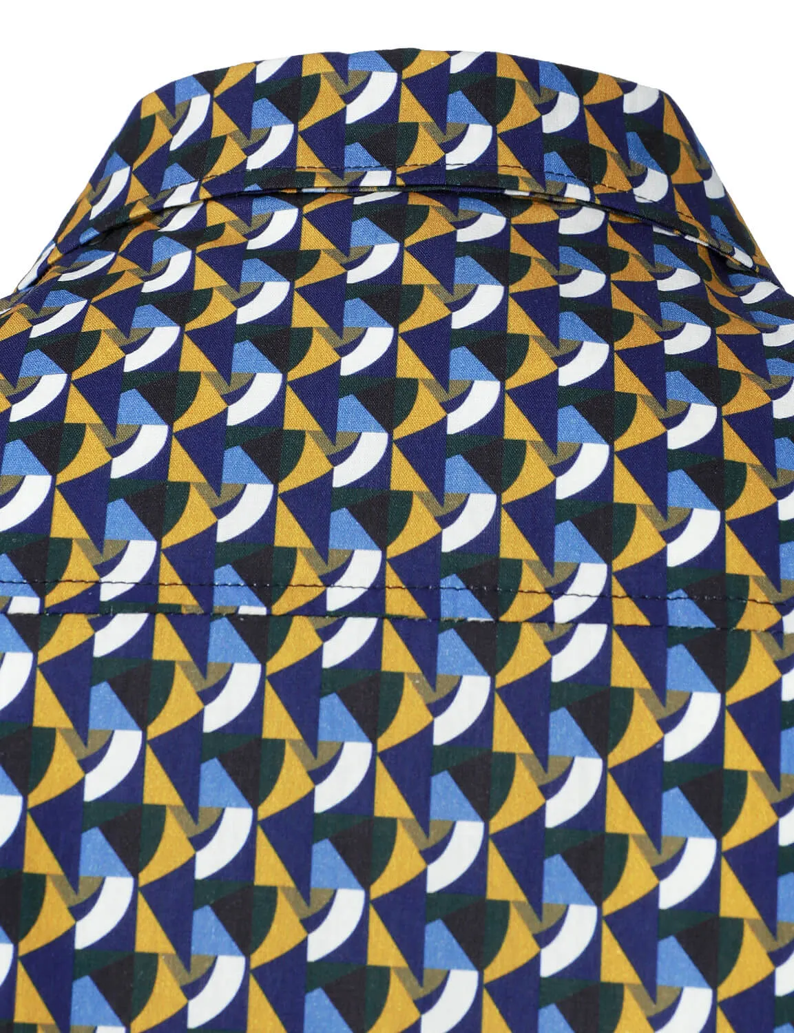 Men's Geometric Print Casual Cotton Button Long Sleeve Shirt