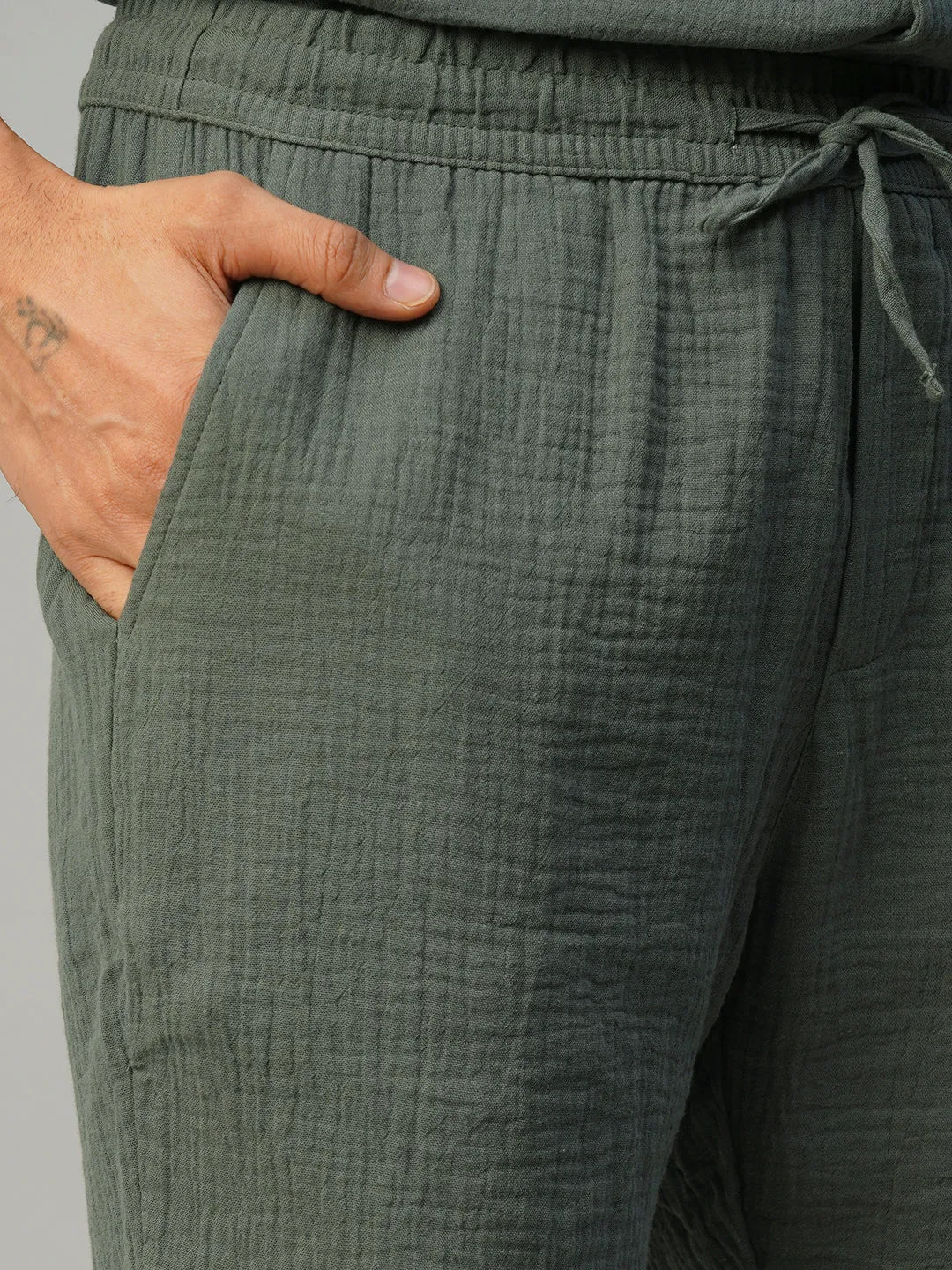Men's Grey Cotton Regular Fit Shorts