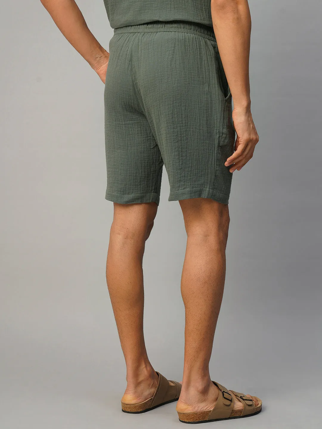 Men's Grey Cotton Regular Fit Shorts