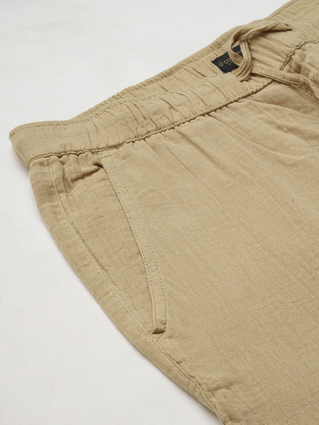 Men's Khaki Cotton Regular Fit Shorts