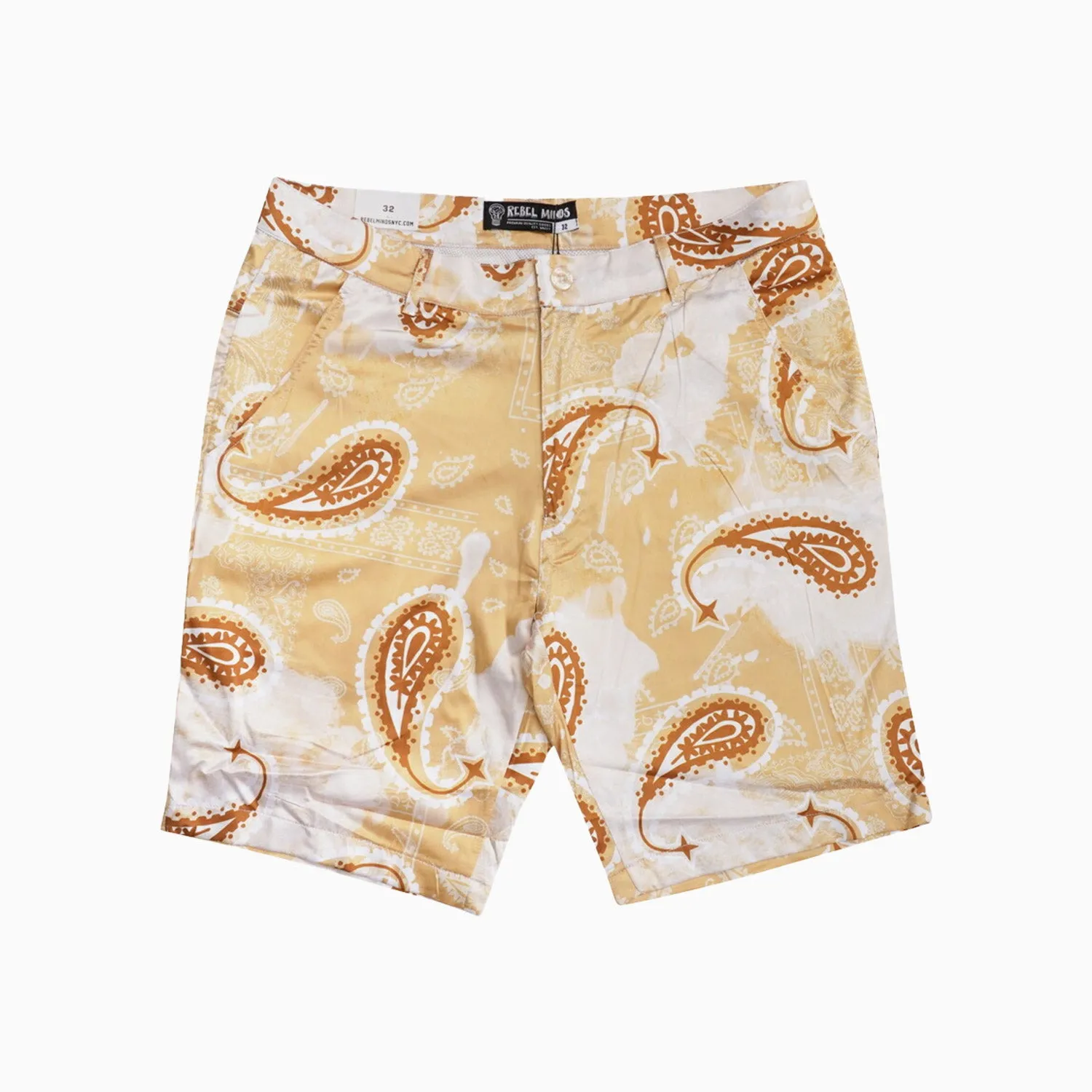 Men's Paisley Satin Shirts And Shorts Outfit