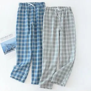 Mens Pants Men's Bottoms Knitted Cotton Pijama Secure packaging Hombre Pants Sleepwear Pajamas for Men Sleep Plaid Short Trousers Gauze Deal of the hour Pajama