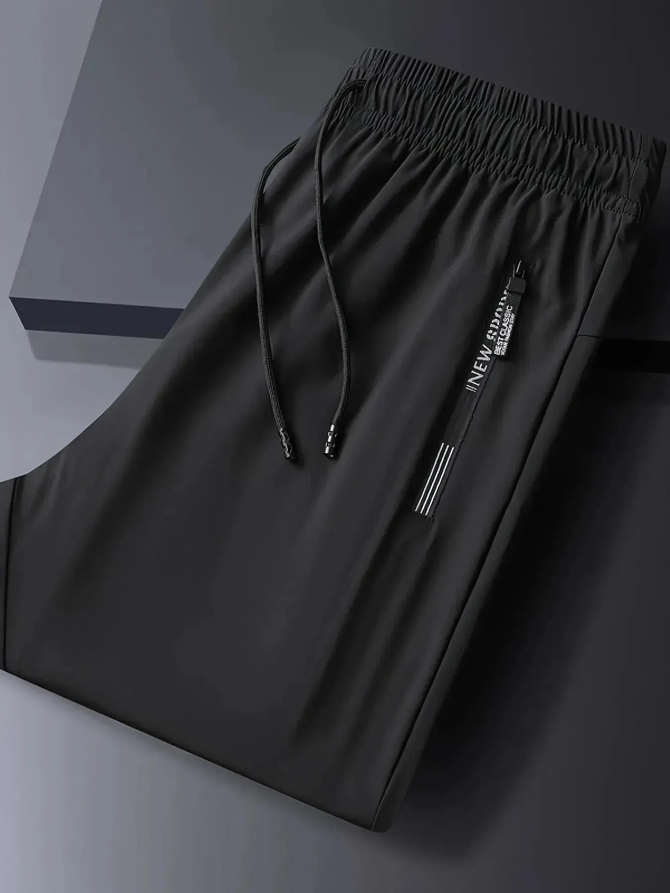 Men's Quick-drying Breathable Waist Drawstring Joggers, Chic High Stretch Sports Pantst For Fitness