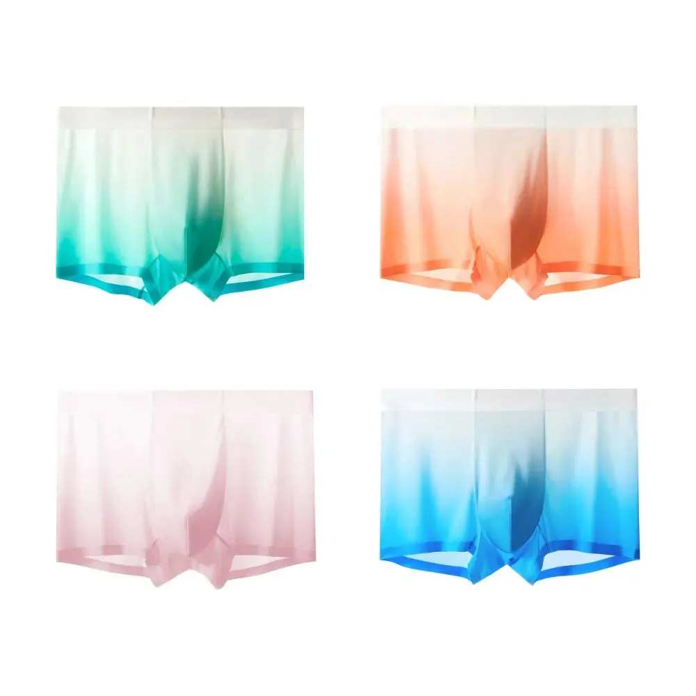 Men's Rainbow Colour Ultra Thin Ice Silk Trunks (4 Pack) - JEWYEE 6022