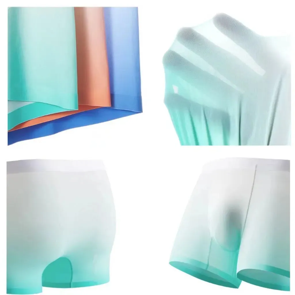 Men's Rainbow Colour Ultra Thin Ice Silk Trunks (4 Pack) - JEWYEE 6022