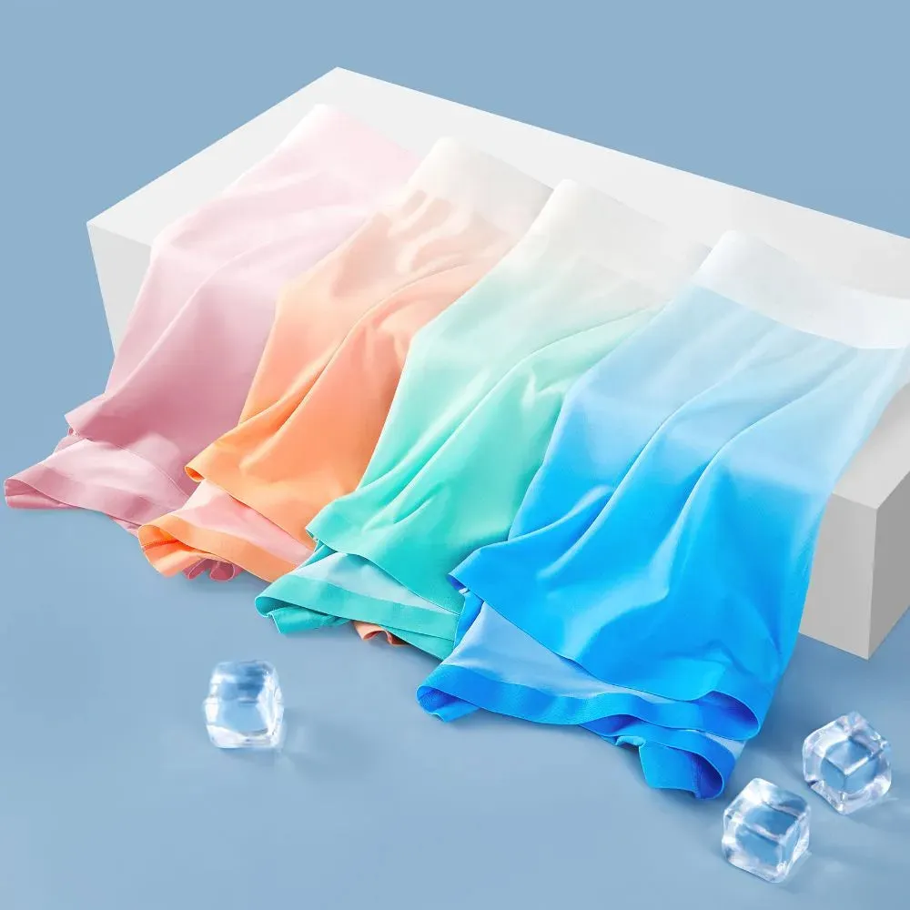 Men's Rainbow Colour Ultra Thin Ice Silk Trunks (4 Pack) - JEWYEE 6022