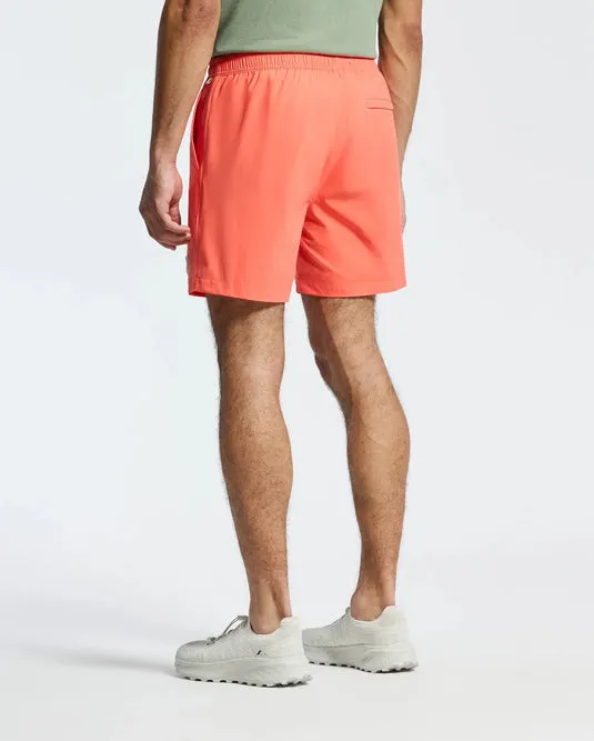 Mens Samos Hydrochromic Printed Swim Trunk : Hot Coral