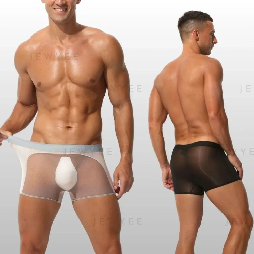 Men's See-through Ice Silk & Mesh Combined Underpants(4-Pack) - JEWYEE AY 1979