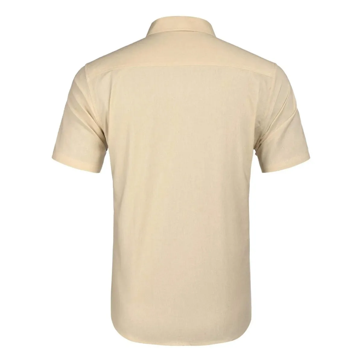 Men's Short Sleeve Linen Shirt Cuban Beach Tops Pocket Guayabera Shirts Social dress shirt Solid Shirts Flower Holiday