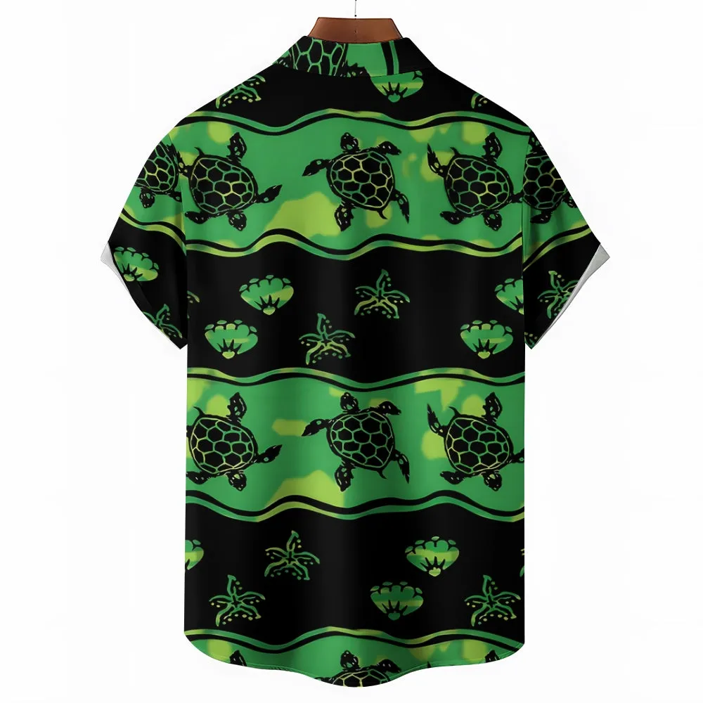 Men's Turtle Print Casual Button-Down Shirt 2411000899