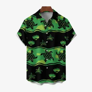 Men's Turtle Print Casual Button-Down Shirt 2411000899