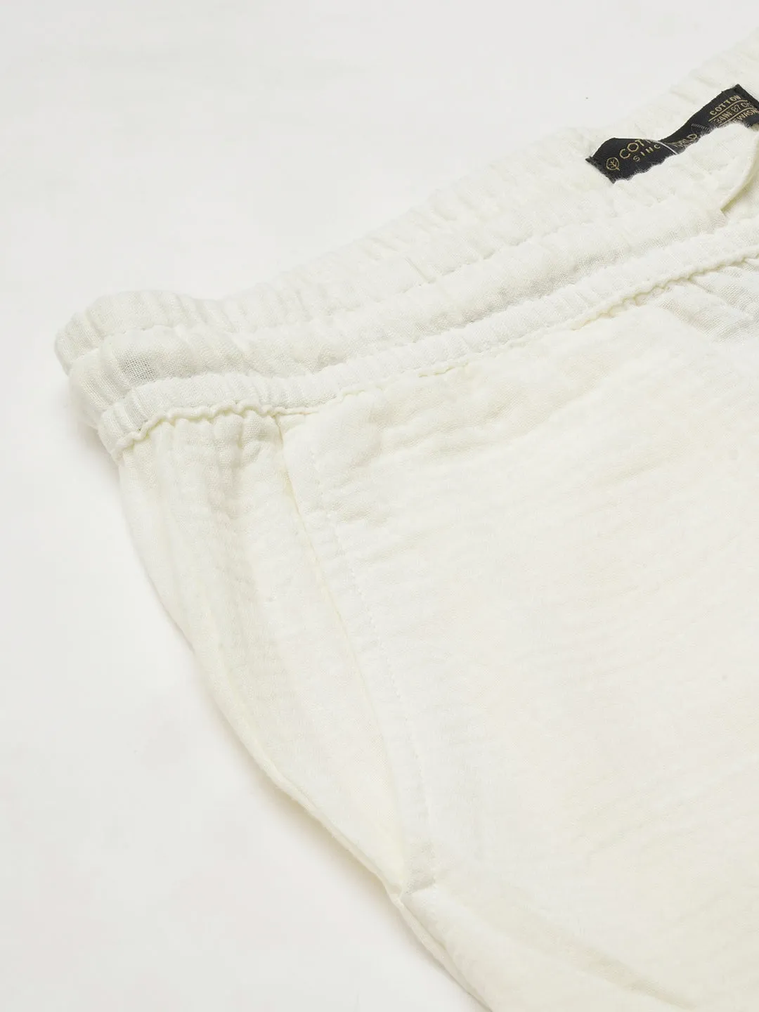 Men's White Cotton Regular Fit Shorts