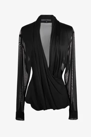 Mesh Deep Plunge Blouse