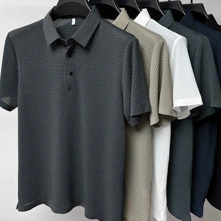Mesh Ice Silk T-shirt Men Short Sleeve Clothing