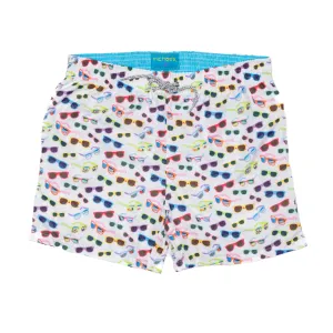 Michael's Swimwear - Boy's Sunglasses Trim Trunks - White Multicolor