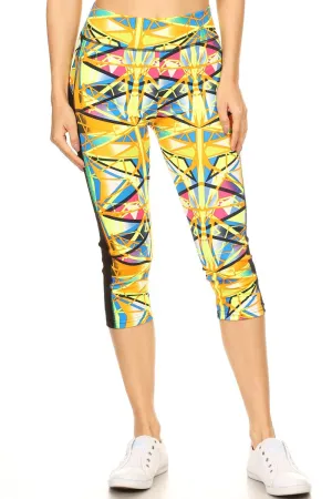 Multicolored Tribal Print Mesh Leggings